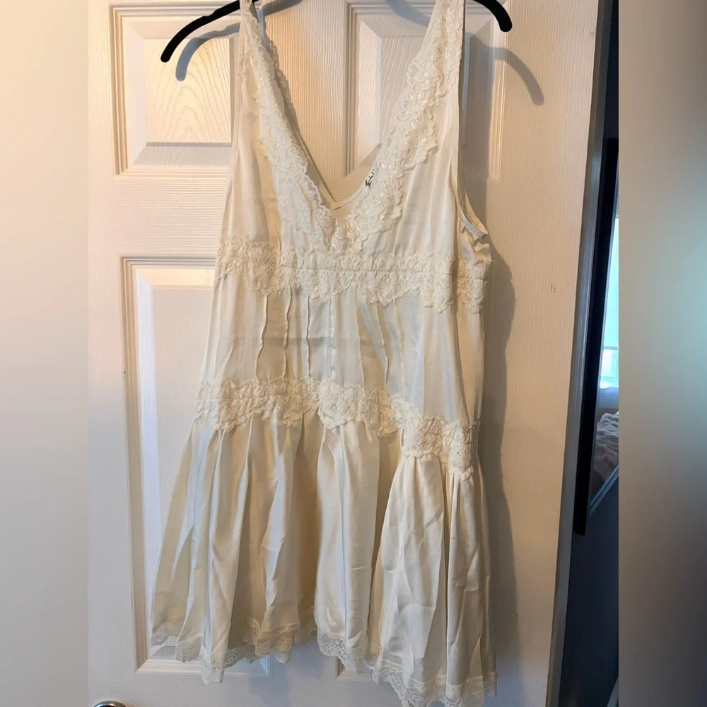 Free People Cream Lace-Trim Chemise - Picture 5 of 5